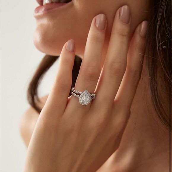 Pear Cut Engagement Ring Band Stack - Picture 1 of 5